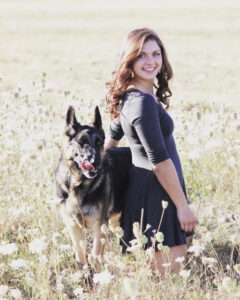 beautiful girl with German shepherd